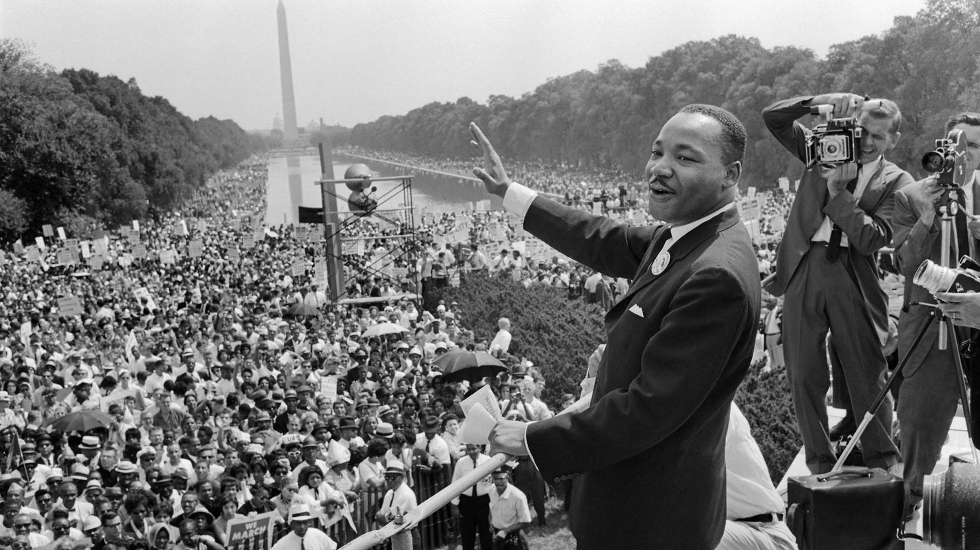 Martin Luther King, el día del célebre discurso en Washington  "I Have a Dream", el 28 de agosto 1963.